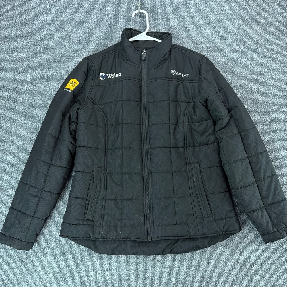 Ariat REAL Womens Black Quilted Insulated Jacket Full Zip Wilco Large Winter